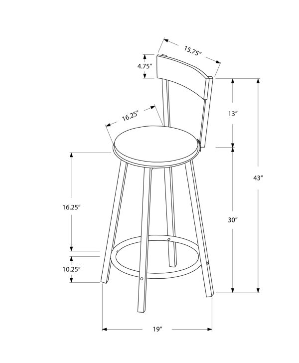 38" x 38" x 86" Silver  Black  Metal  Foam  MicroSuede  Barstool 2pcs - Image 3