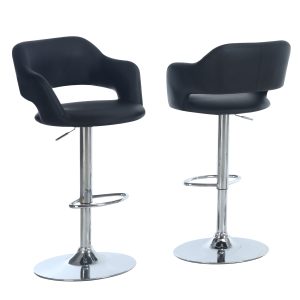 21" x 22.5" x 36" Black Foam Metal Leather Look  Barstool