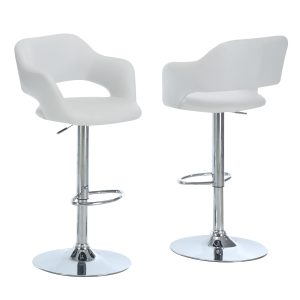 21" x 22.5" x 36" White Foam Metal Leather Look  Barstool