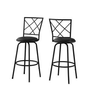 32" x 32" x 88" Black  Metal  Foam  LeatherLook  Barstool 2pcs
