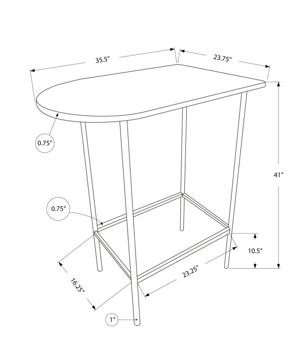 23.75" x 35.5" x 41" White Mdf Metal  Home Bar - Image 3