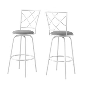 32" x 32" x 88" White  Grey  Metal  Foam  Cotton  Linen  Barstool 2pcs