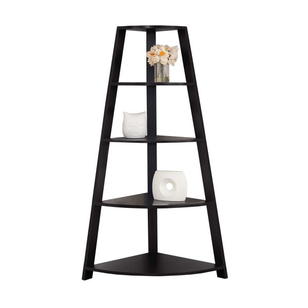 Noir Black  Bookcase Corner Accent Shelf - Image 2