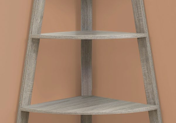 24.25" x 34.25" x 60" Dark Taupe  Black  Particle Board  Bookcase Corner Accent Shelf - Image 3