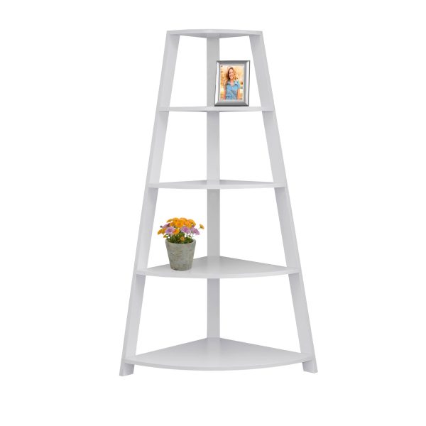 White Bookcase Corner Accent Shelf - Image 2