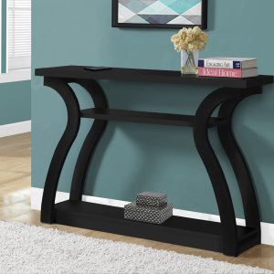 11.5" x 47.25" x 32" Black Hollow Core Particle Board  Accent Table Hall Console