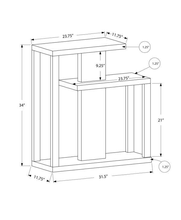 11.75" x 31.5" x 34" Cappuccino Finish Hall Console - Accent Table - Image 4