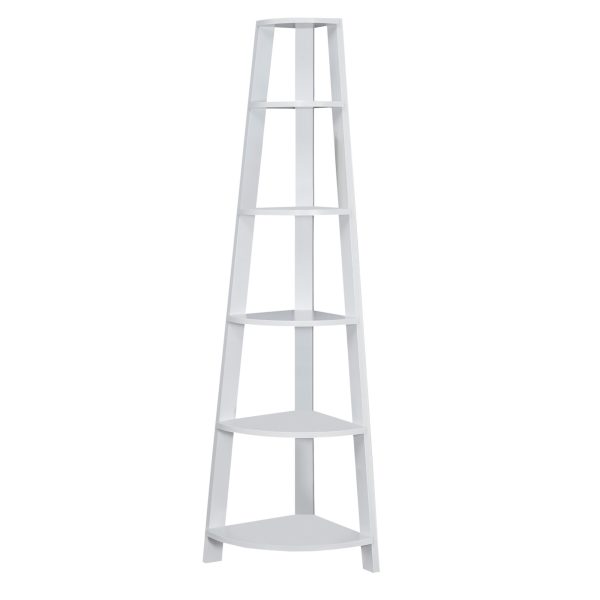 72" White Particle Board  Laminate  and MDF Corner Bookshelf - Image 2