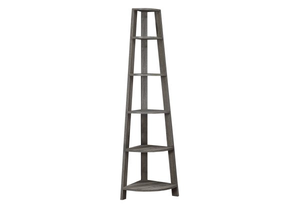 15.5" x 22.5" x 71.25" Dark Taupe Particle Board  Bookshelf