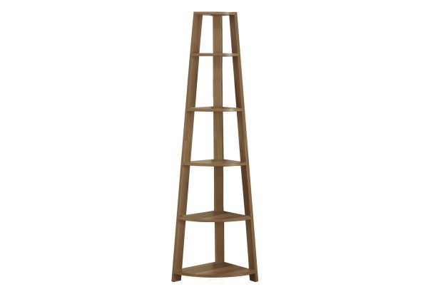 72" Walnut Particle Board  Laminate  and MDF Corner Bookshelf - Image 2