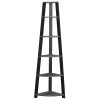 71" Chic Grey and Black 5 Shelf Corner Bookcase