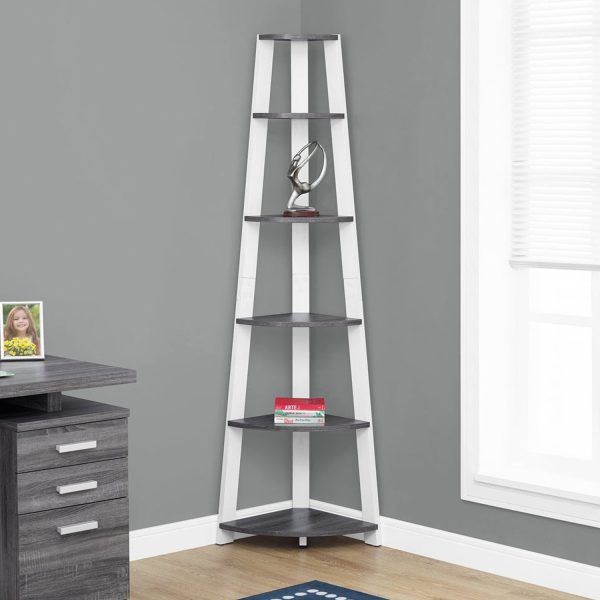 15.5" x 22.5" x 71.25" Grey White Particle Board  Bookshelf - Image 5