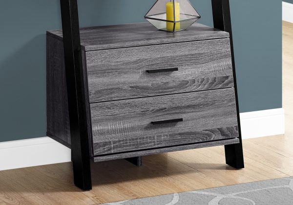 16.75" x 25.5" x 69" Grey Black Particle Board Hollow Core  Bookcase with 2 Storage Drawers - Image 2