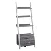 16.75" x 25.5" x 69" Grey White Particle Board Hollow Core  Bookcase with 2 Storage Drawers
