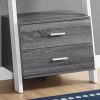 16.75" x 25.5" x 69" Grey White Particle Board Hollow Core  Bookcase with 2 Storage Drawers - Image 2