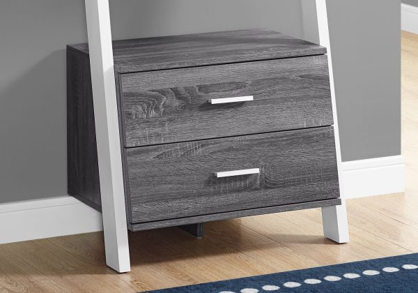 16.75" x 25.5" x 69" Grey White Particle Board Hollow Core  Bookcase with 2 Storage Drawers - Image 2