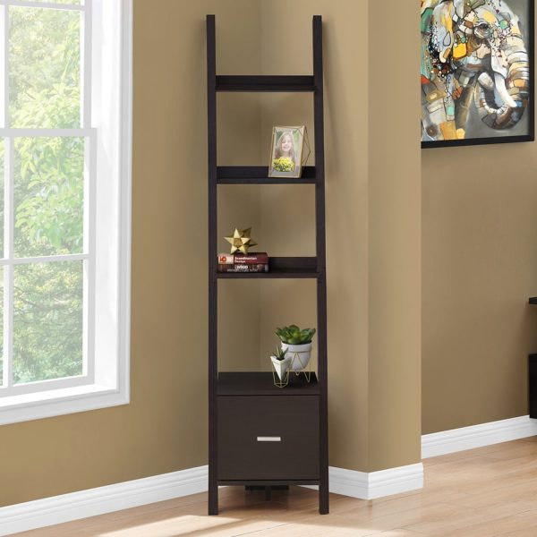 69" Particle Board Ladder Bookcase with a Storage Drawer - Image 3