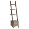 69" Dark Taupe Particle Board Ladder Bookcase with a Storage Drawer - Image 2