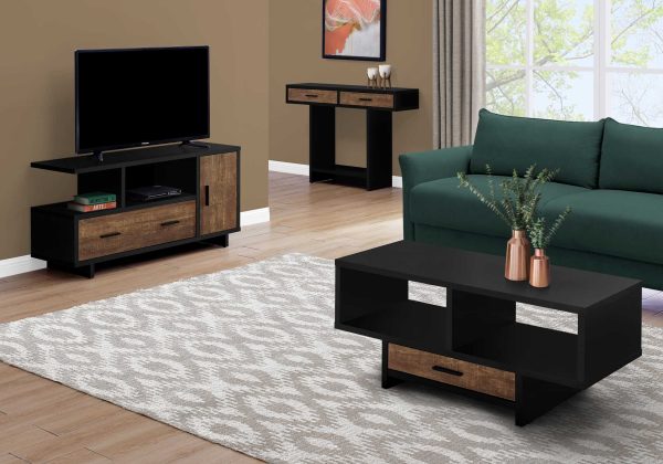 17.75" x 42.25" x 18" Black Brown Particle Board Hollow Core Coffee Table - Image 2