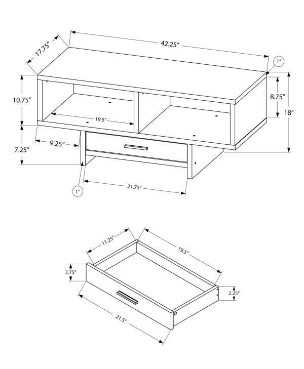 17.75" x 42.25" x 18" Black Brown Particle Board Hollow Core Coffee Table - Image 3
