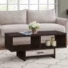 Mod Open Cubby and Drawer Cappuccino Finish Coffee Table