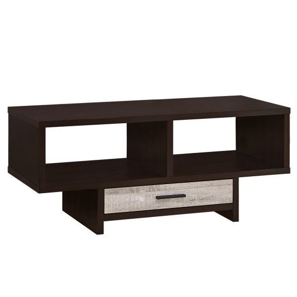Mod Open Cubby and Drawer Cappuccino Finish Coffee Table - Image 2