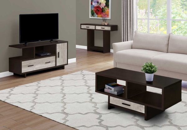 Mod Open Cubby and Drawer Cappuccino Finish Coffee Table - Image 3