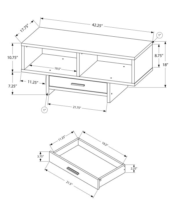 Mod Open Cubby and Drawer Cappuccino Finish Coffee Table - Image 4