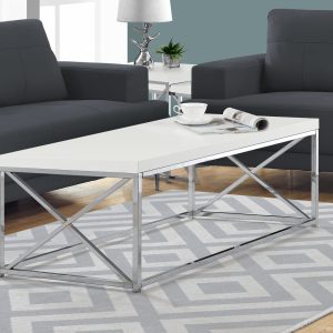 17" Particle Board and Chrome Metal Coffee Table