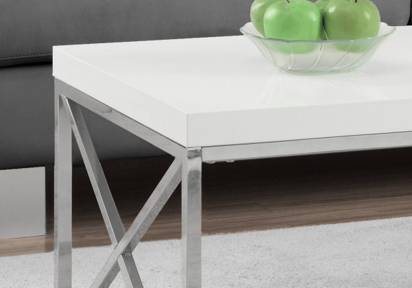 17" Particle Board and Chrome Metal Coffee Table - Image 3