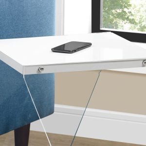 15.75" x 16.5" x 21.25" White Clear Acrylic Glass Accent Table