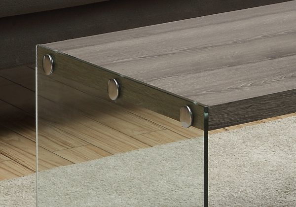22" x 44" x 16" Dark Taupe  Tempered Glass  Coffee Table - Image 2