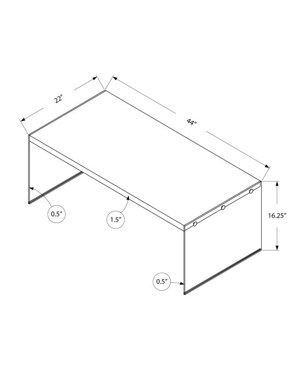 22" x 44" x 16" Dark Taupe  Tempered Glass  Coffee Table - Image 3