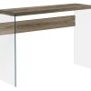 15.75" x 44" x 32" Dark Taupe Clear Particle Board Tempered Glass  Accent Table - Image 2