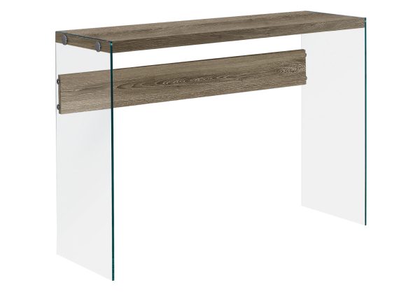 15.75" x 44" x 32" Dark Taupe Clear Particle Board Tempered Glass  Accent Table - Image 2