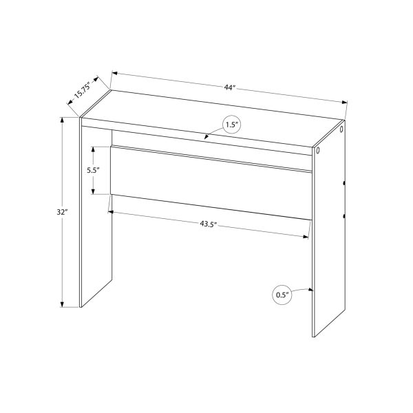 15.75" x 44" x 32" Dark Taupe Clear Particle Board Tempered Glass  Accent Table - Image 4