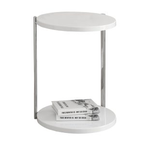 18.25" x 18.25" x 23.5" White Finish Laminate Metal Accent Table