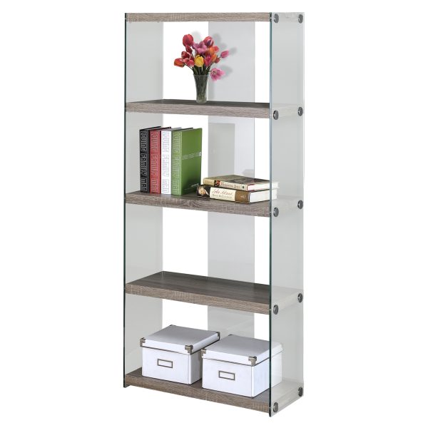 60" Particle Board and Clear Tempered Glass Bookcase - Image 2