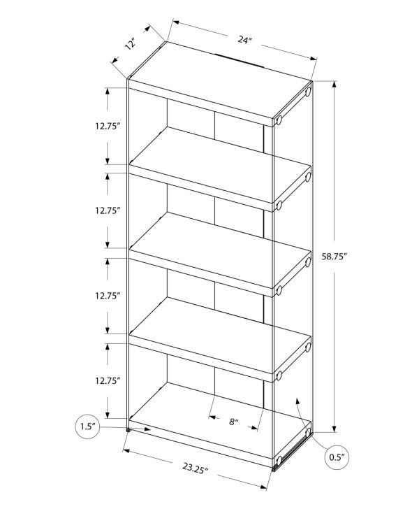 60" Particle Board and Clear Tempered Glass Bookcase - Image 4
