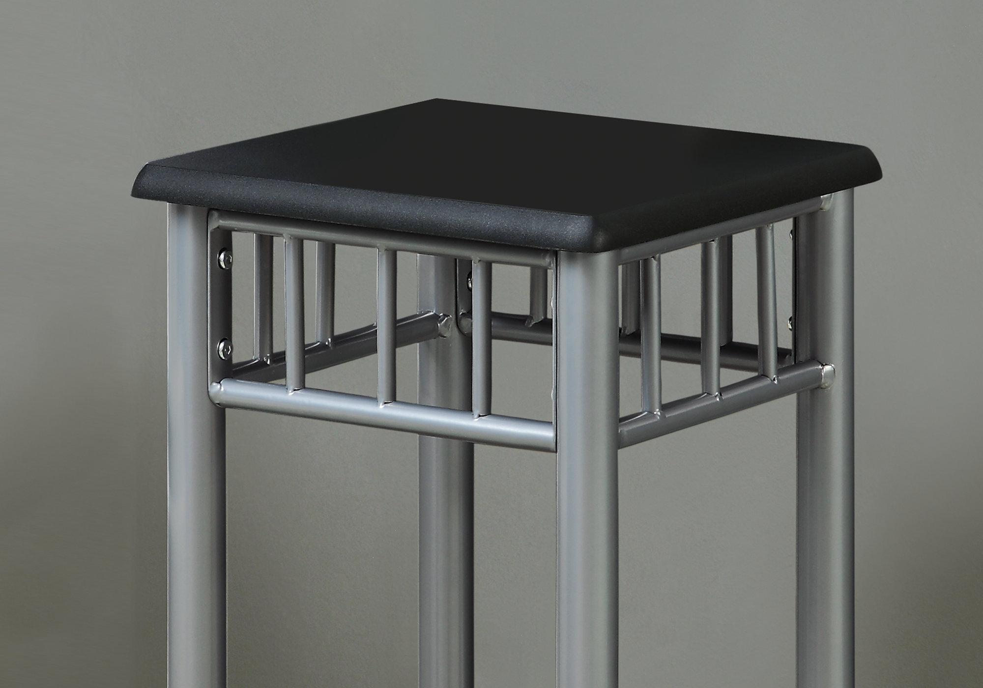 12" x 12" x 28" Black Silver Mdf Metal Accent Table - Image 2