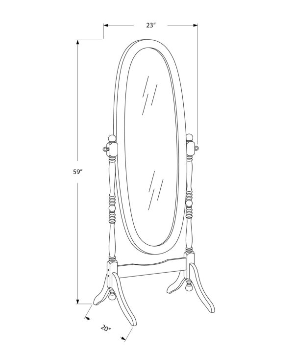 20" x 23" 59" Antique Oval Wood Frame  Mirror - Image 3