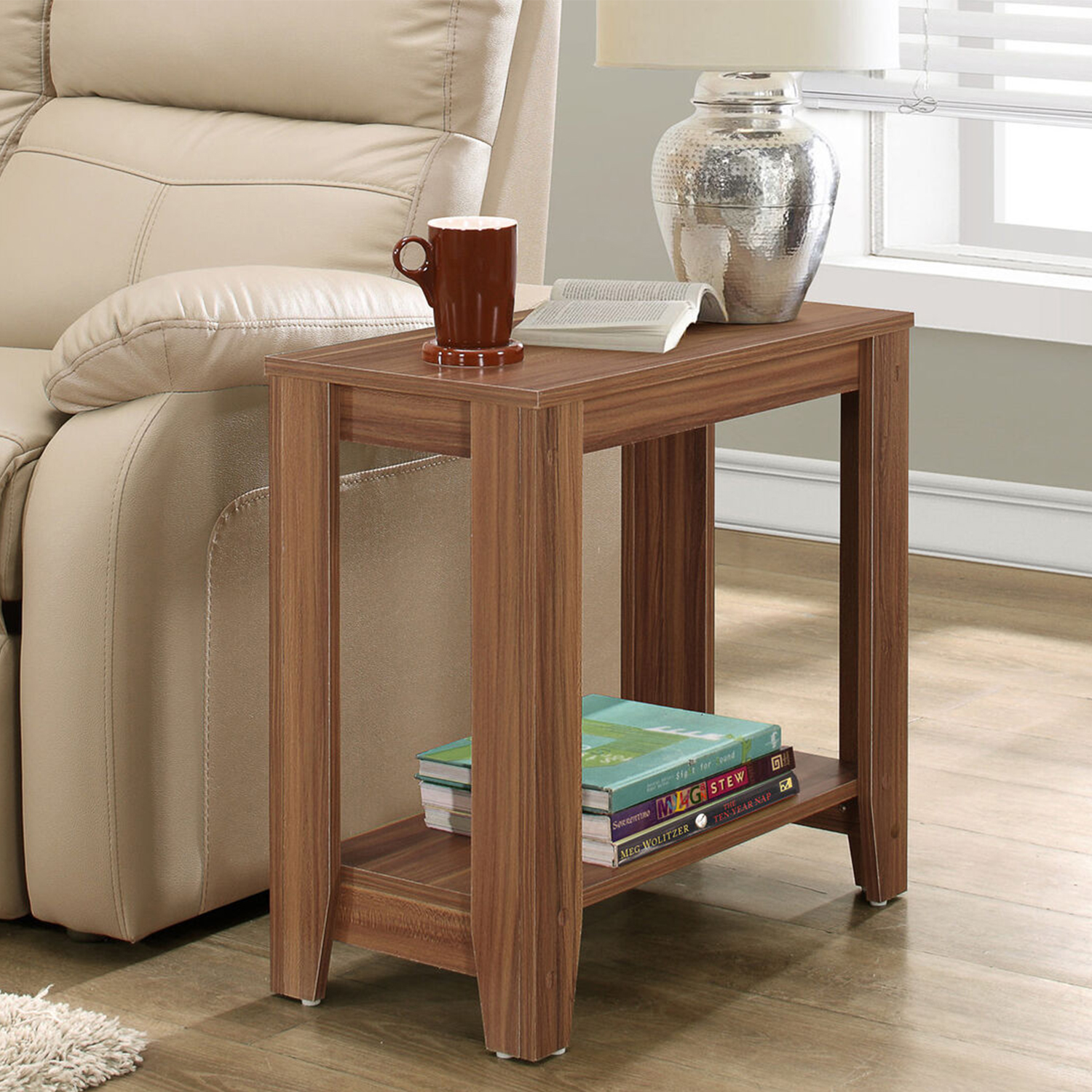 11.75" x 23.75" x 22" Walnut Particle Board Laminate Accent Table - Image 5