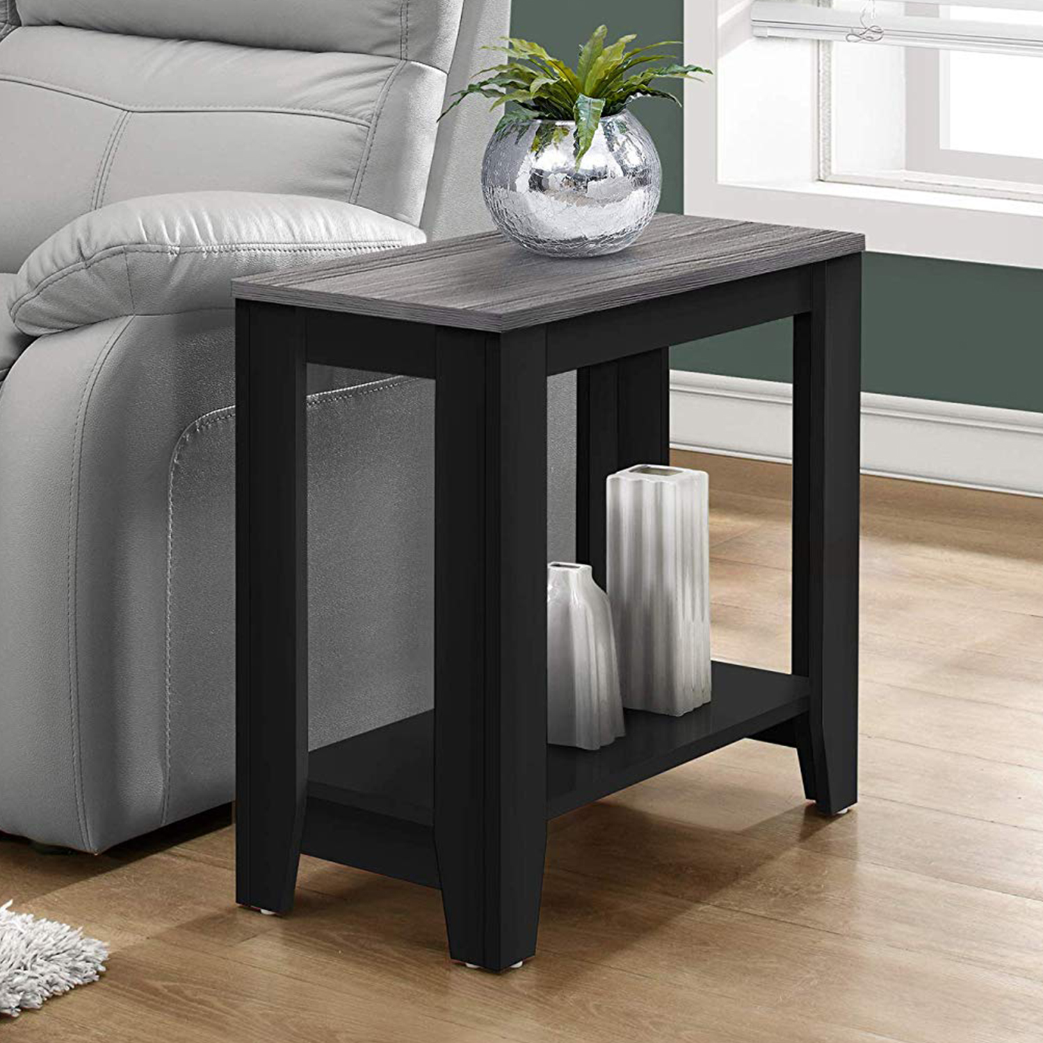11.75" x 23.75" x 22" BlackGrey Particle Board Laminate Accent Table - Image 5