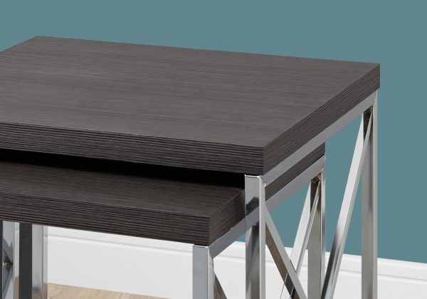 37.25" x 37.25" x 40.5" Grey Particle Board Metal  2pcs Nesting Table Set - Image 2