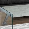 22" x 44" x 16" Grey Cement  Tempered Glass  Coffee Table - Image 2