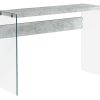 32" Grey Cement Particle Board and Clear Tempered Glass Accent Table - Image 2