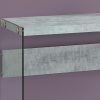 32" Grey Cement Particle Board and Clear Tempered Glass Accent Table - Image 3