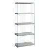 60" Grey Cement Particle Board and Clear Tempered Glass Bookcase - Image 2