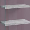 60" Grey Cement Particle Board and Clear Tempered Glass Bookcase - Image 3