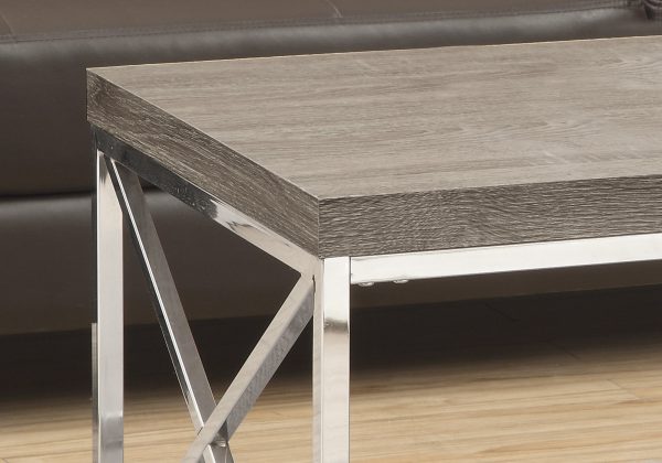 X Trestle Dark Taupe and Chrome Coffee Table - Image 3